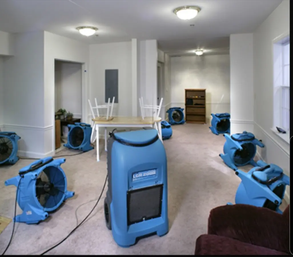 Air movers and dehumidifier setup for Water Extraction & Removal in St. Marys